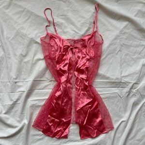 Victoria’s secret 2000’s 100% silk pink butterfly mesh vest top slip dress